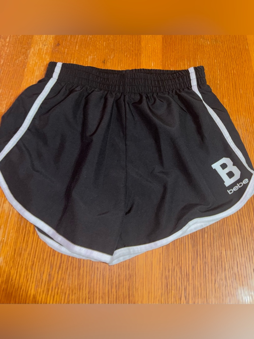 bebe Sport Black Short-Style Active Shorts with White Logo